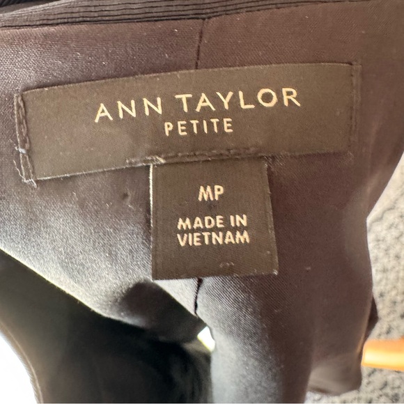 Ann Taylor Houndstooth Jacket Medium Petite Black White & Gold Metallic Shimmer! - Picture 8 of 9